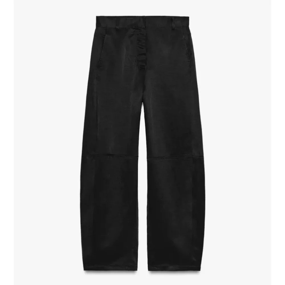 Zara ZW COLLECTION FLOWY PANTS linen blend black Sz XL - Picture 4 of 14
